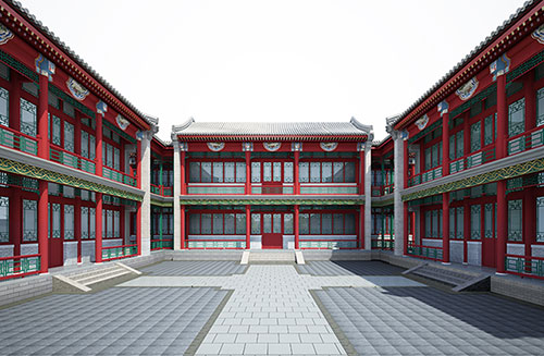 惠州北京四合院设计古建筑鸟瞰图展示