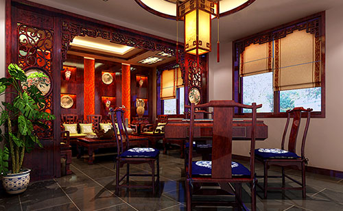 惠州古典中式风格茶楼包间设计装修效果图