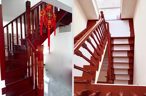 惠州自建别墅中式实木楼梯全屋定制设计效果图
